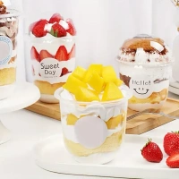 The Baking Curv Boba Glass | Mousse Glass | Parfait & Pudding Containers with Lids