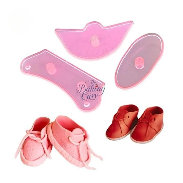 "Baby Booties Fondant Cutter Set – 3 Pcs Shoe Molds for Cake Decorating & Baby Shower Cakes"