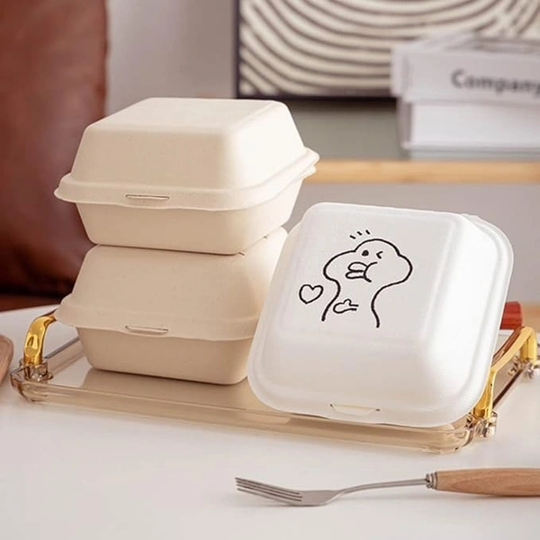 The Baking Curv  Burger Box Bento Box 100% Eco Friendly Take Away Container with Smart Lock Lid - 6x6, Pack Of 25