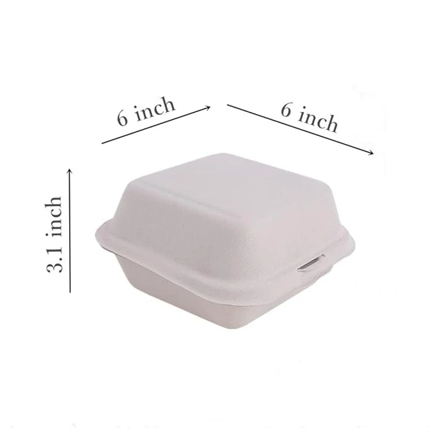 The Baking Curv  Burger Box Bento Box 100% Eco Friendly Take Away Container with Smart Lock Lid - 6x6, Pack Of 25