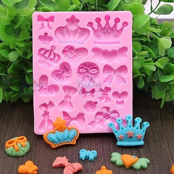 The Baking Curv Bows Crown Heart Silicone Mold, Multifunction Bow Queen Cake Decorating for Sugarcraft, Fondant, Resin,Decorating