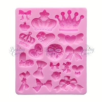 The Baking Curv Bows Crown Heart Silicone Mold, Multifunction Bow Queen Cake Decorating for Sugarcraft, Fondant, Resin,Decorating