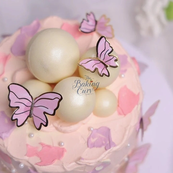The Baking Curv Pastel Pink Butterfly Cake Toppers – Pack of 10 Elegant Decorative Butterflies| Cake Decoration