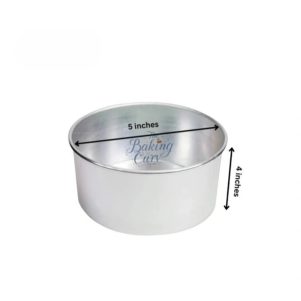 The Baking Curv 5 x 4 Inch Height Premium Silver Aluminum Round Cake Tin  – Professional-Grade Bakeware for Perfect Cakes, Cheesecakes, Brownies, Muffins, Pies, Tarts, Gourmet Desserts & More