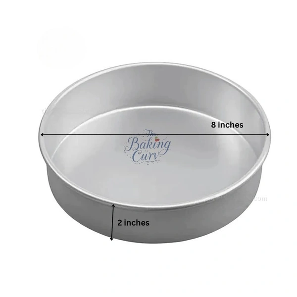 The Baking Curv 8 x 2 Inch Height Premium Silver Aluminum Round Cake Tin  – Professional-Grade Bakeware for Perfect Cakes, Cheesecakes, Brownies, Muffins, Pies, Tarts, Gourmet Desserts & More