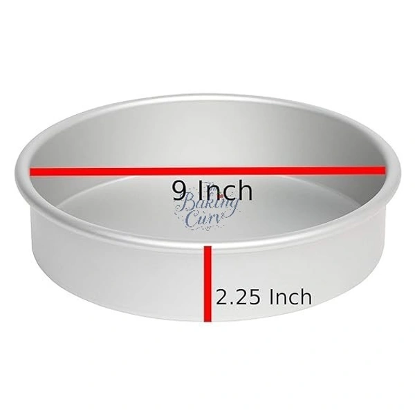 The Baking Curv 9 x 2 Inch Height Premium Silver Aluminum Round Cake Tin  – Professional-Grade Bakeware for Perfect Cakes, Cheesecakes, Brownies, Muffins, Pies, Tarts, Gourmet Desserts & More