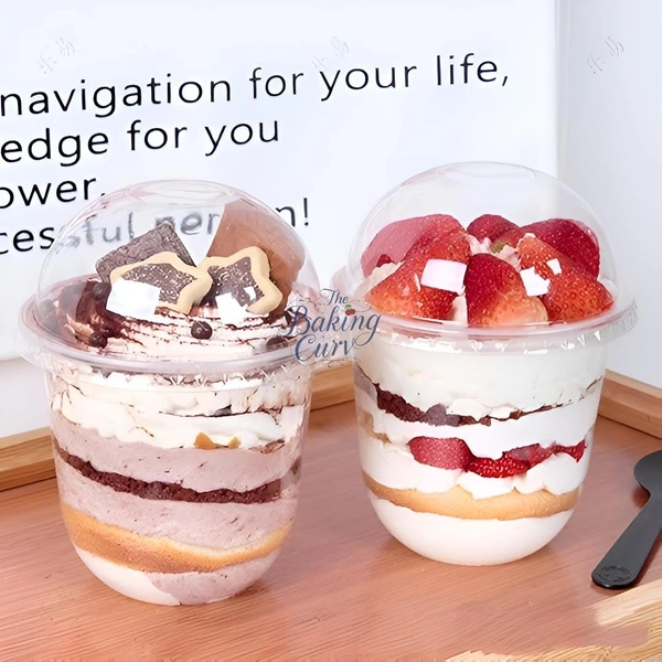 The Baking Curv Clear Plastic Dessert Cups with Lids – Mousse, Parfait & Pudding Containers for Parties & Events - Pack of 10