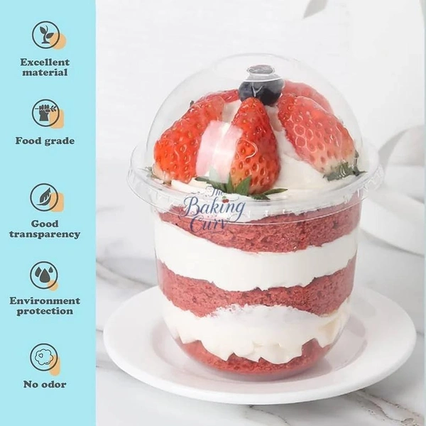 The Baking Curv Clear Plastic Dessert Cups with Lids – Mousse, Parfait & Pudding Containers for Parties & Events - Pack of 10