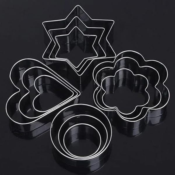The Baking Curv 12 Pcs Stainless Steel Cookie Cutter Set – Assorted Shapes for Baking & Fondant Decoration