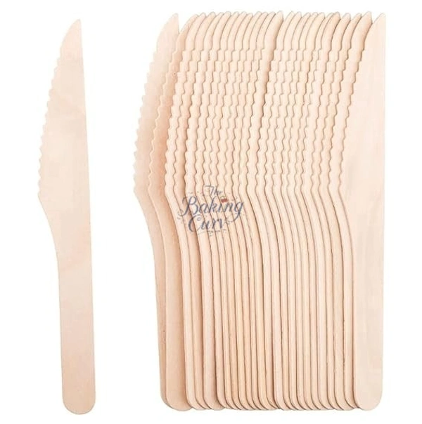 The Baking Curv 160mm Wooden Knife – Disposable, Eco-Friendly Cutlery for Parties & Events - Pack of 50