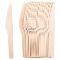 The Baking Curv 160mm Wooden Knife – Disposable, Eco-Friendly Cutlery for Parties & Events - Pack of 50