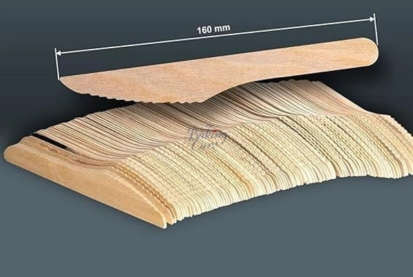 The Baking Curv 160mm Wooden Knife – Disposable, Eco-Friendly Cutlery for Parties & Events - Pack of 50