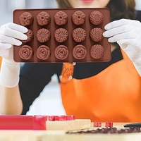 The Baking Curv Flower Shape Silicone Chocolate Mould – 15-Cavity Non-Stick Tray for Homemade Candy & Decorations