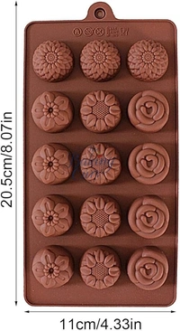The Baking Curv Flower Shape Silicone Chocolate Mould – 15-Cavity Non-Stick Tray for Homemade Candy & Decorations