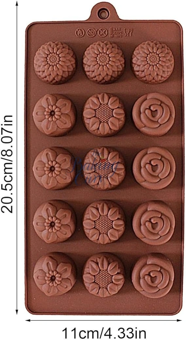 The Baking Curv Flower Shape Silicone Chocolate Mould – 15-Cavity Non-Stick Tray for Homemade Candy & Decorations
