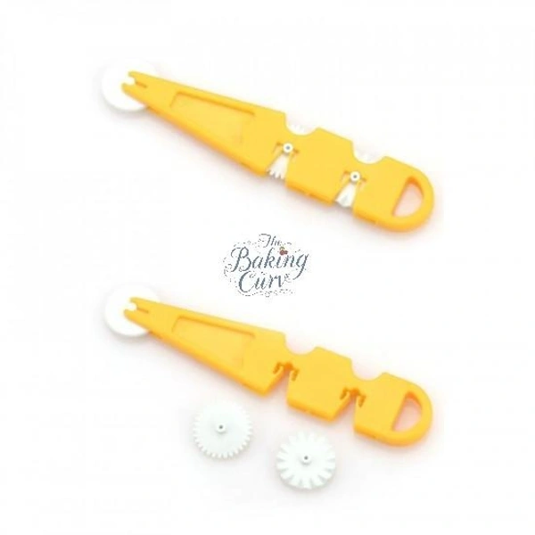 The Baking Curv Fondant Cutter & Embosser 3-Wheel Tool – Adjustable Decorating Tool for Borders, Patterns & Edges