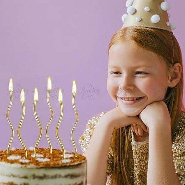 The Baking Curv Golden Spiral Candle | Cake Decoration Candle 