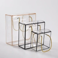 The Baking Curv Transparent 6x6 PVC Hamper Boxes with Handle – Square Gift Packaging Boxes for Hampers & Return Gifts - Pack Of 5