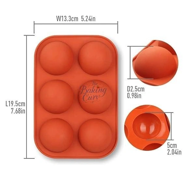 The Baking Curv Half Sphere Silicone Mould Large 6-Cavity