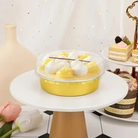 Beta Round Foil Bake & Serve with Lid – Oven-Safe, Disposable, With Dome Lid | The Baking Curv - Golden, Pack Of 25