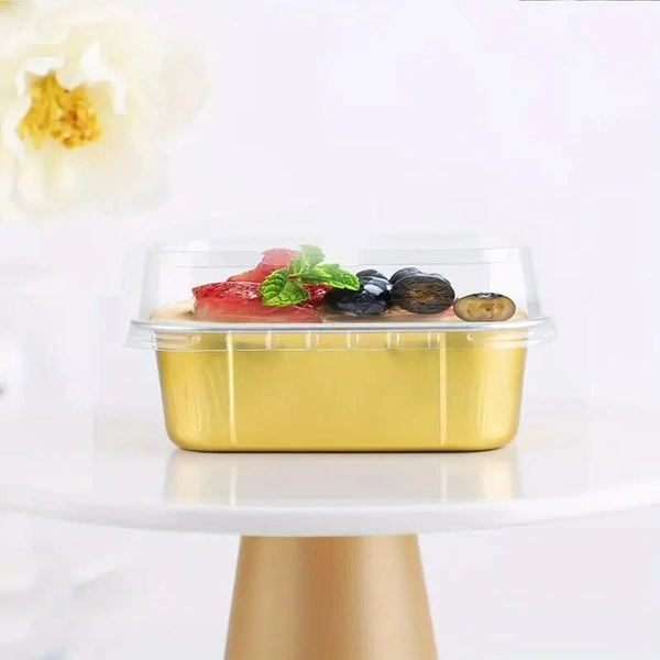  Rectangular 2x3" Foil Bake and Serve Containers with Lids for Cupcakes - Pack Of 25