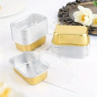  Rectangular 2x3" Foil Bake and Serve Containers with Lids for Cupcakes - Pack Of 25