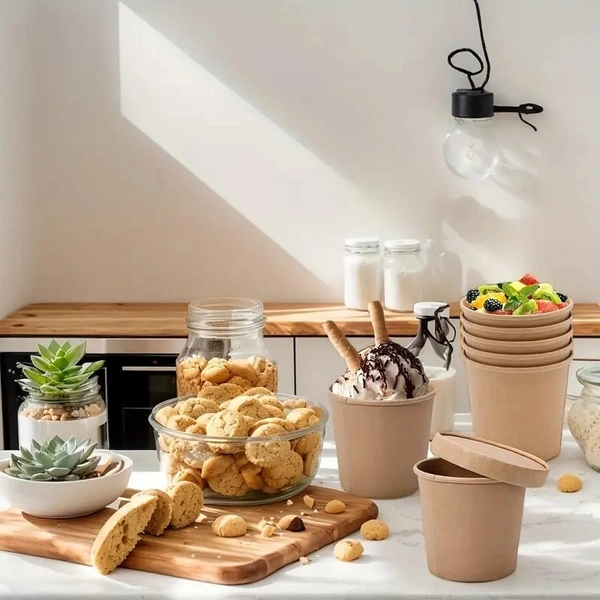 Round Long Paper Tub for Food Packaging – Disposable, Greaseproof, Eco-Friendly | The Baking Curv - Pack Of 5