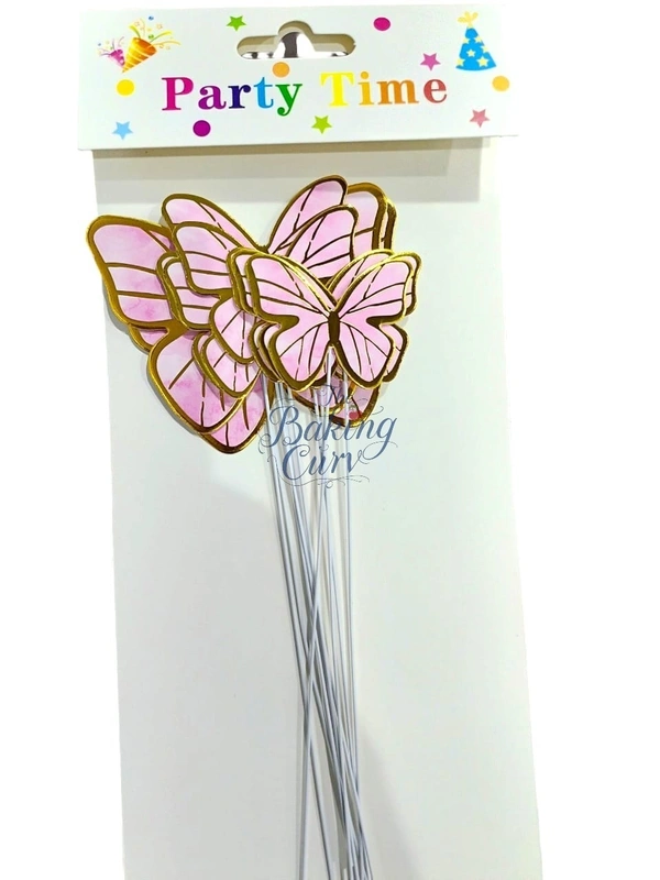 The Baking Curv Pastel Pink Butterfly Cake Toppers – Pack of 10 Elegant Decorative Butterflies| Cake Decoration