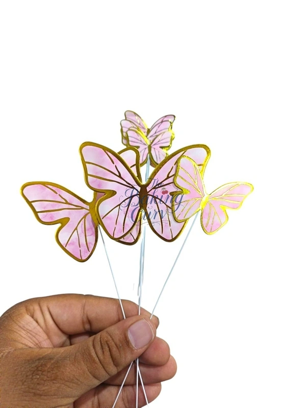 The Baking Curv Pastel Pink Butterfly Cake Toppers – Pack of 10 Elegant Decorative Butterflies| Cake Decoration