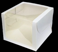 The Baking Curv Tall Cake Box 10x10x6 Inches with L-Shape Window – Elegant Window Box for Small Tier & Fondant Cakes - 10x10x6