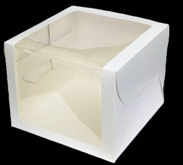The Baking Curv Tall Cake Box 10x10x6 Inches with L-Shape Window – Elegant Window Box for Small Tier & Fondant Cakes - 10x10x6
