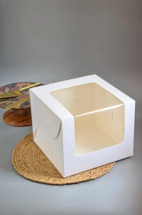 The Baking Curv Tall Cake Box 10x10x6 Inches with L-Shape Window – Elegant Window Box for Small Tier & Fondant Cakes - 10x10x6