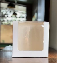 The Baking Curv Tall Cake Box 10x10x6 Inches with L-Shape Window – Elegant Window Box for Small Tier & Fondant Cakes - 10x10x6