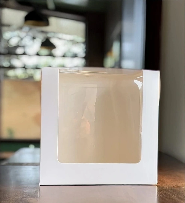The Baking Curv Tall Cake Box 10x10x6 Inches with L-Shape Window – Elegant Window Box for Small Tier & Fondant Cakes - 10x10x6