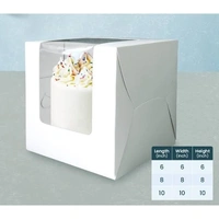 The Baking Curv Tall Cake Box 10x10x6 Inches with L-Shape Window – Elegant Window Box for Small Tier & Fondant Cakes - 10x10x6