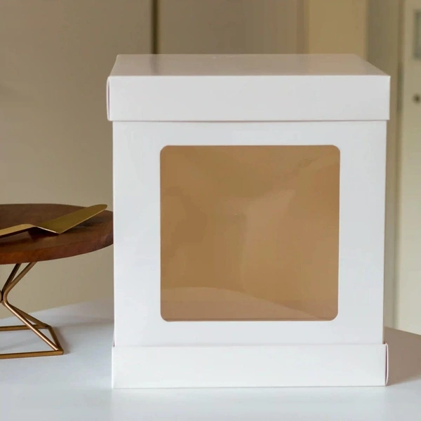 The Baking Curv 12 Inch Tall Cake Box with Window – Premium Display Box for Tiered & Fondant Cakes - 12 Inch, White