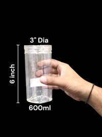 The Baking Curv Transparent Pet Jar 3" Dia 6 inch height (600ml)(CP-17) Daddy Jar 