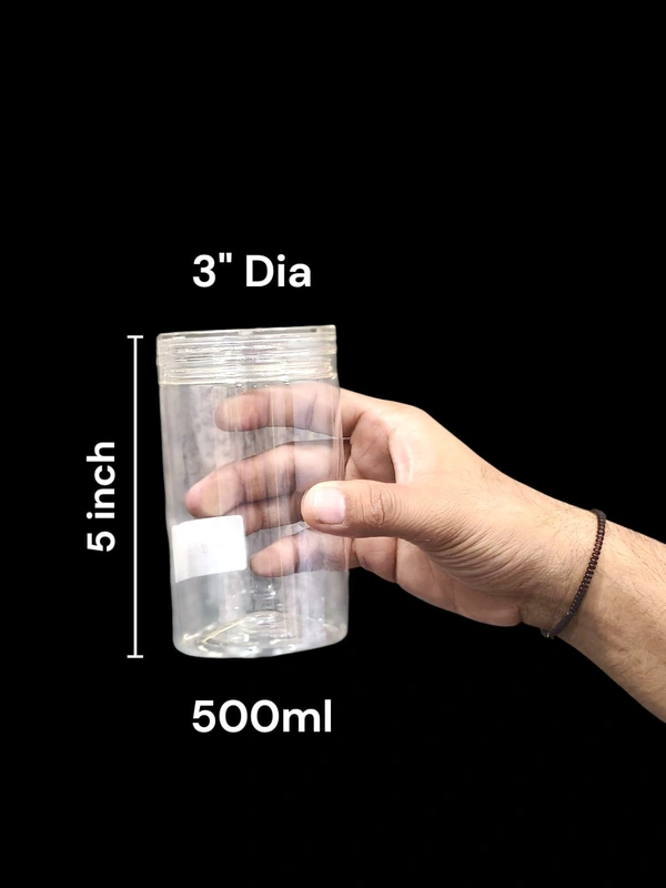 The Baking Curv Transparent Pet Jar 3" Dia 5 inch height (500ml) Uncle Jar 