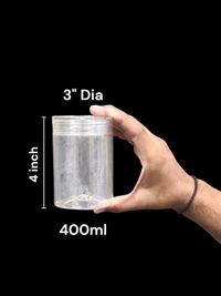 The Baking Curv Transparent Pet Jar 3" Dia 4 inch height (400ml) (CP-14) Mummy Jar
