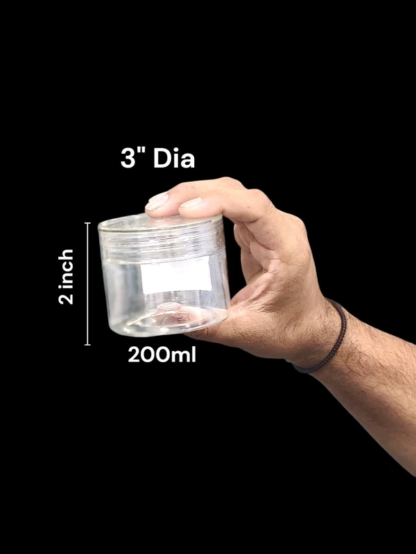 The Baking Curv Transparent Pet Jar 3" Dia 2 inch height (200ml)(CP-21) Gudiya Jar 