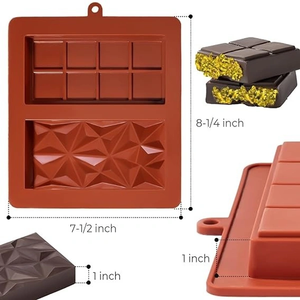 The Baking Curv 2 in 1 Deep Kunafa Chocolate Geometric & Classic Design Silicone Mould | Pistachio Kunafa Chocolate Bar Mould