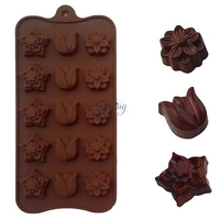 The Baking Curv Leaf & Flower Shape Silicone Chocolate Mould – 15-Cavity Non-Stick Tray for Candy Making & Cake Decoration