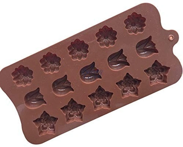 The Baking Curv Leaf & Flower Shape Silicone Chocolate Mould – 15-Cavity Non-Stick Tray for Candy Making & Cake Decoration