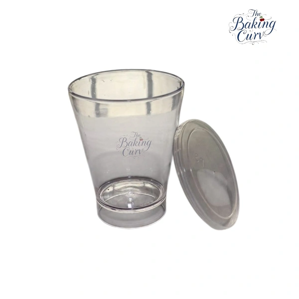 The Baking Curv Mousse Cup Glass With Lid | Ideal for Desserts, Mousse, Puddings