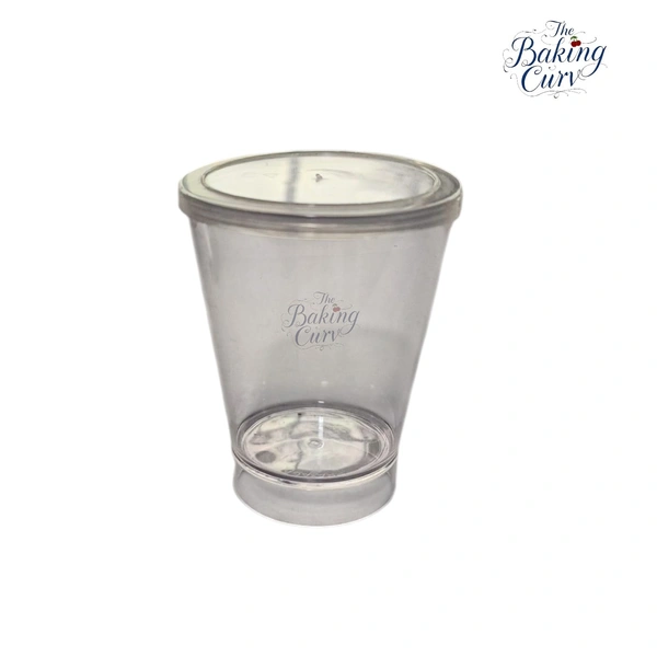 The Baking Curv Mousse Cup Glass With Lid | Ideal for Desserts, Mousse, Puddings