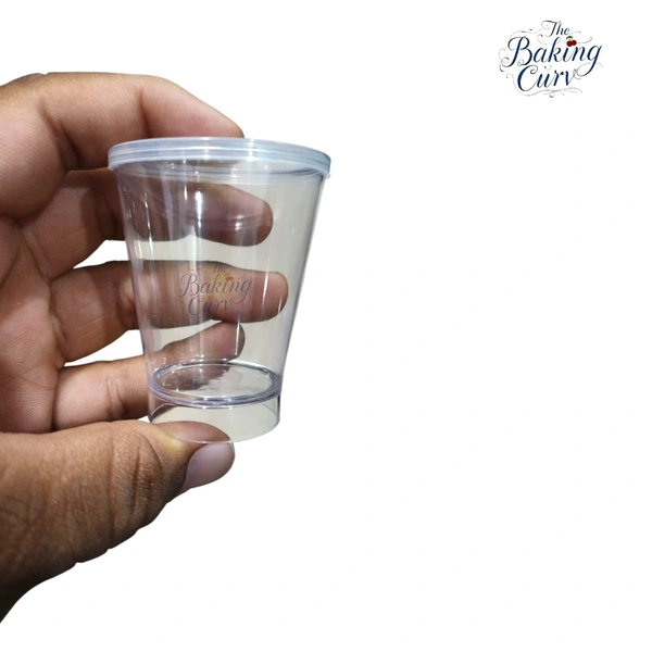 The Baking Curv Mousse Cup Glass With Lid | Ideal for Desserts, Mousse, Puddings