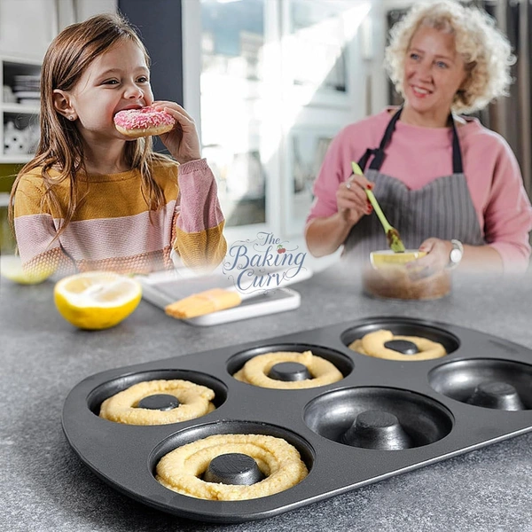 TheBakingCurv Aluminium Donut Tray 6 Cavity | Non-Stick Mould for Perfect Donuts , Cupcakes & Medu Vada 