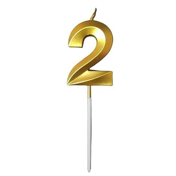 The Baking Curv Golden Number 2 Candle | Metallic Gold Cake Topper for Birthday, Party Decoration, Kids & Adults Celebration| Number Candle | Birthday Candle