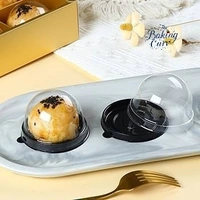 The Baking Curv Transparent Dessert Container – Dome Style 7x5cm - Pack Of 100, Black