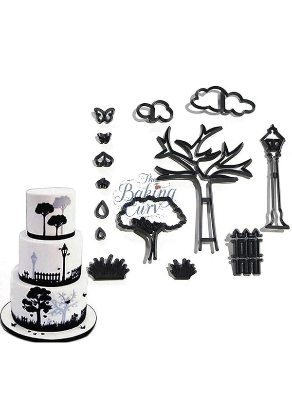 "Park Theme Silhouette Cookie Cutter – Scenic Outdoor Shapes for Fondant & Cookies"